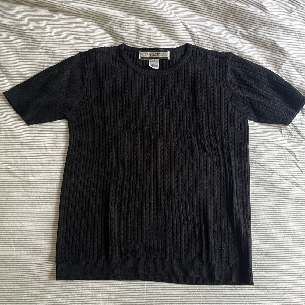 🌟3 for $25🌟 Vintage 90s Crystal Kobe Cable Knit Short Sleeve Knitted T-shirt